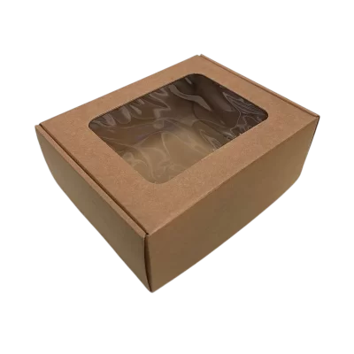 Pruun kast läbipaistva aknaga 205x160x80mm