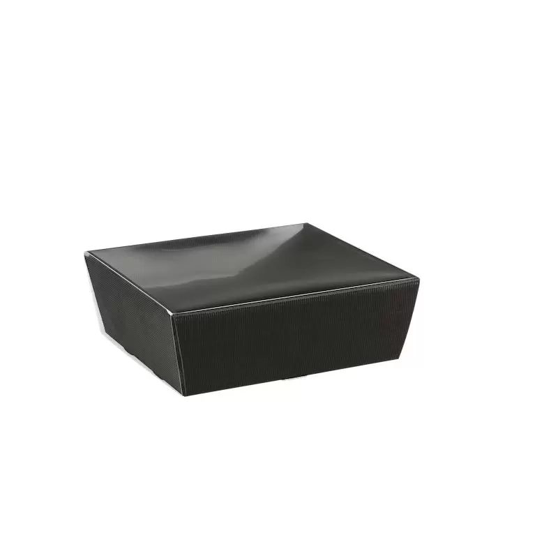 Dėžutė Conico gofruota juoda su pvc. dangteliu