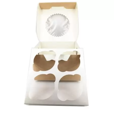 Dėžutė Eco Muf 4 keksiukams su skaidriu langeliu